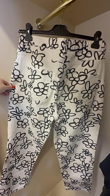 Аксессуары: Bershka qadın şalvarı – “Straight” kəsim - Rəng: ağ fon üzərində qara — 3