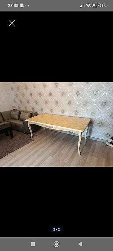 bar stolu: Klassik üslubda yemək/qonaq otağı masası - Rəng: krem-bej, qızılı — 1