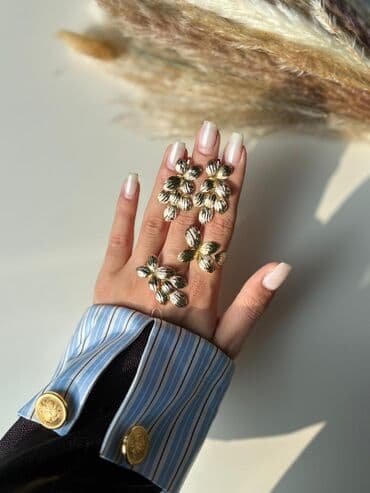 qizil uzukler 2019: Dəstə daxildir: Üzük, Sırğa, Sarı qızıl — 4