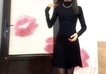 muhafizə geyimi: Qadın geyimləri dəsti - Qara trikotaj paltar – uzunqol, boğazlı — 1