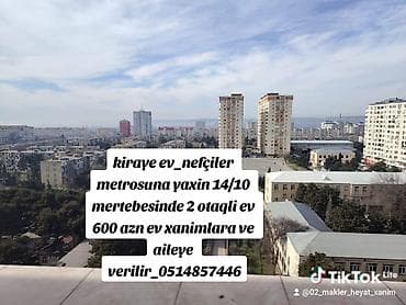 nefciler: Kiraye ev_nefçiler metrosuna yaxin 14/10 mertebesinde 2 otaqli ev — 1