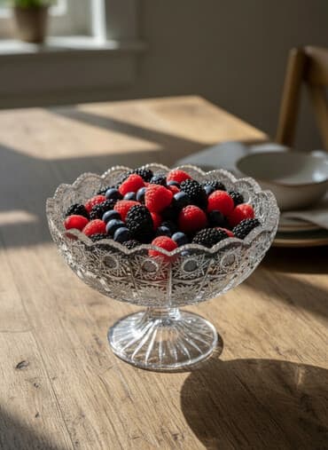 xrustal meyve qabi: Kəsimli büllur meyvə/qənnadı qabı – ayaqlı - Material: qalın, şəffaf — 1