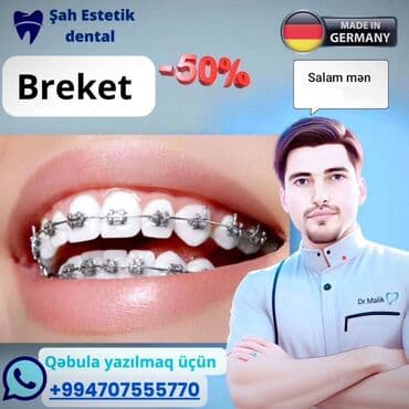 акция на установку брекетов: Stomatoloji xidmetler 50% endirim 7 gün) Keramika diş Zirkon diş Diş — 1