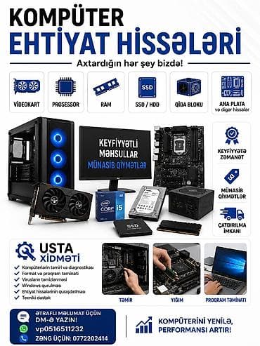 Komputer ehtiyat hissələri və usta xidməti Axtardığın hər şey bir