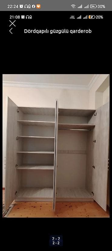 panda tortu: Yeni, 4 qapılı, Güzgülü, Boz, Açılan, Düz dolab — 2