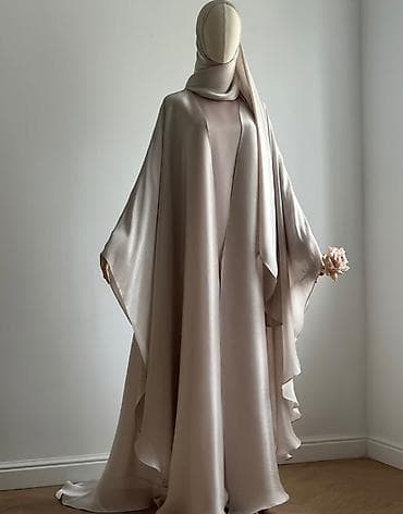 4-lü dəst: Başörtü, Abaya, Uzunqol içlik paltar, Kəmər 🤍 Çatdırılma