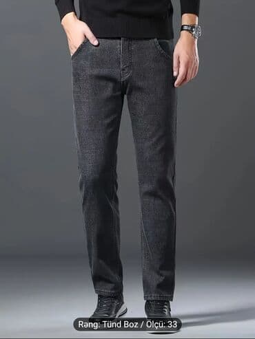 белые новые кеды: Kişilər üçün tünd boz rəngli cins şalvarı. Klassik kəsimli bu şalvar — 1