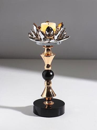 Kristal dekorativ şamaltı — zərif masa aksesuarı - Material: Kəsimli