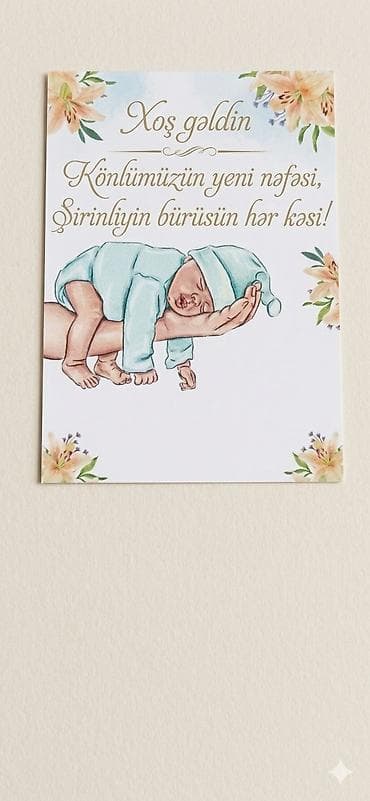 kişi hediyeleri: Yeni doğulan körpə üçün xatirə/souvenir kartları dəsti - Mövzu: “Xoş — 4