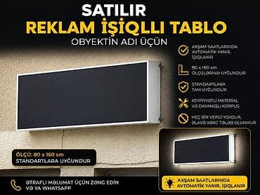 Рекламные щиты: Reklam işıqlı tablo – obyekt adı üçün - Ölçü: 80 × 160 sm — 1
