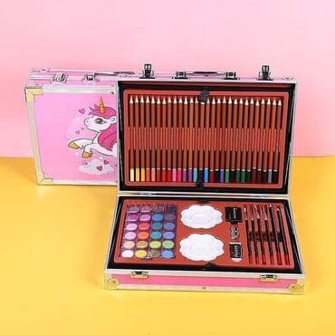 uşaqlar üçün casus dəsti: 🎨Rənkləmə rəsim seti. 🖌145 parcadan ibaretdi. 🧳diplomat rəsim dəsti — 9