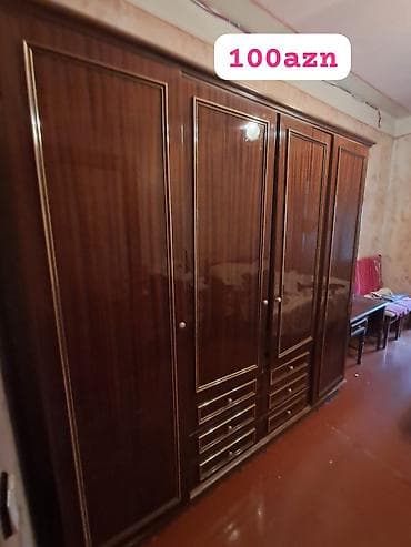 4 qapılı, Siyirməli, Qəhvəyi, Taxta, Açılan, Düz dolab