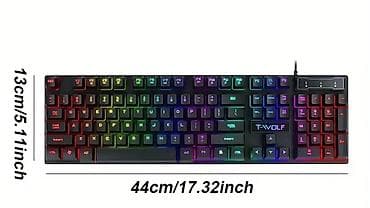 notbuk ucuz: T-WOLF T20 Rainbow Backlit Gaming Keyboard - Tam ölçülü klaviatura — 2