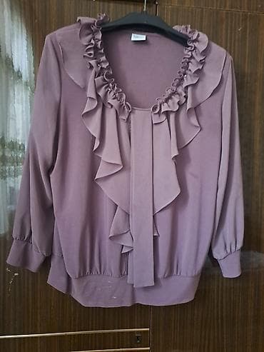 pull and bear: Qadın bluzası – bənövşəyi/şaftalı-qəhvəyi tonlarda - Brend: Falbana — 2