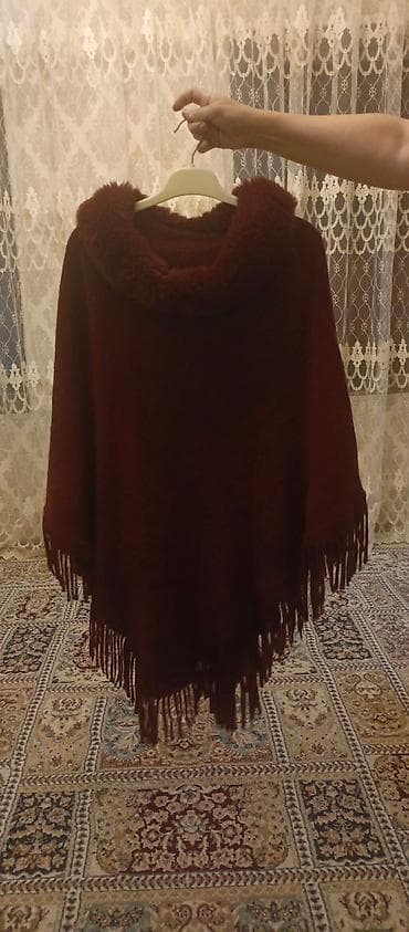 ponço nədir: Bordo rəngli ponço - Yumşaq və isti toxumalı, qalın material - Geniş — 1