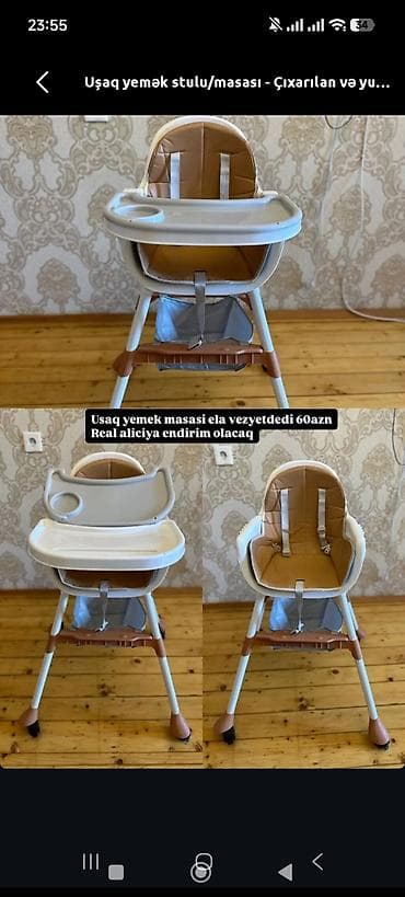 Uşaq yemək stulu/masası - Çıxarılan və yuyulan stolüstü tray