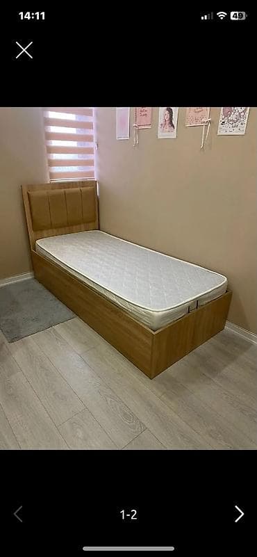 İşlənmiş, Təknəfərlik çarpayı, Bazasız, Matras ilə, Siyirməsiz — 1