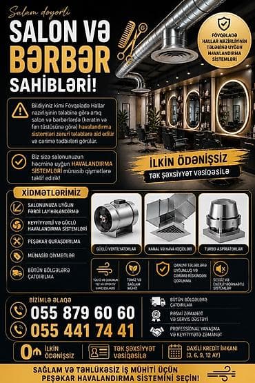 Salon və bərbər sahibləri üçün peşəkar havalandırma həlləri Xidmətin