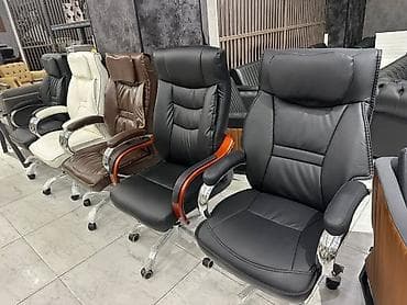 stul tek: Yeni, Təkərli, Qolları tənzimlənir, Dəri — 8