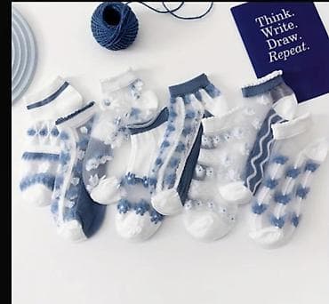 qadin tumanlari sekilleri: Məhsul: Qadın üçün qısa tül corablar (mavi-ağ kolleksiya) - Dizayn — 1