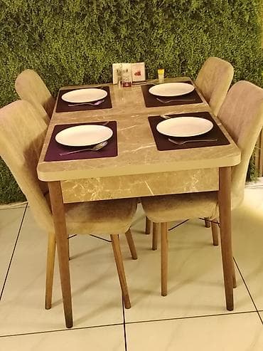 Taburetlər: Mətbəx üçün, İşlənmiş, Açılan, Oval masa, 4 stul — 3