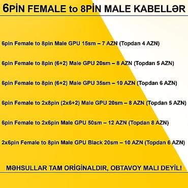 Kabellər "6PİN FEMALE to 8PİN MALE Original" MƏHSULLAR TAM — 2