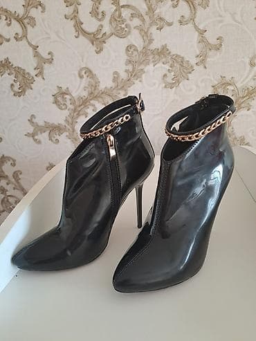 Сапоги: Туфли, Размер: 38, цвет - Черный, Б/у — 2