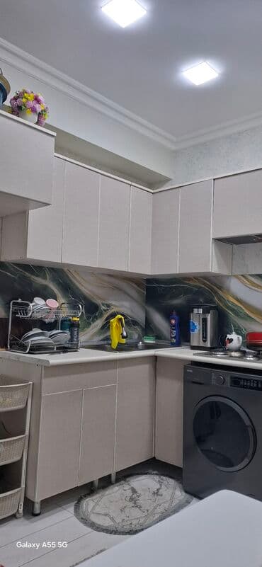 Mətbəx mebeli dəsti - Müasir, minimal dizayn: açıq bej rəngli, hamar