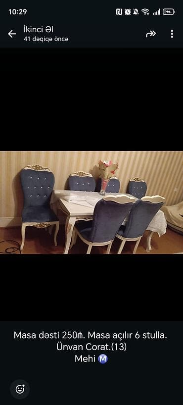 qabaq isdolu: Qonaq otağı üçün, Açılan, 6 stul — 1