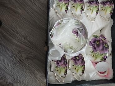 yeni il sam agaclari: Çay dəsti, rəng - Ağ, Farfor — 1