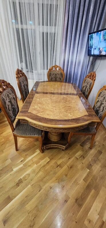 metbex stollari ve stullari: Qonaq otağı üçün, Açılmayan, Oval masa, 6 stul — 1