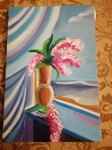 3d pen: Məhsul: Oryinal yağlı boya tablo - Mövzu: Pəncərə kənarında vazada — 1