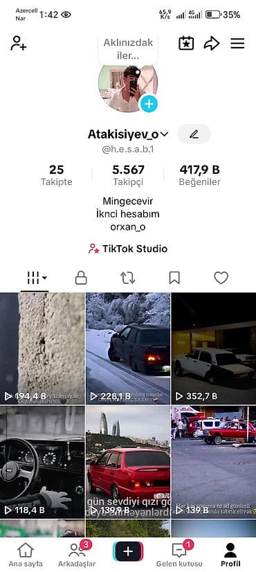 TikTok hesabı satılır - Platforma: TikTok - İstifadəçi adı