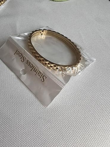 sirqa sekilleri: Qızılı rəngli paslanmayan poladdan qolbaq seti - Material: Stainless — 2