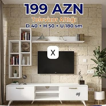 Televizor altlığı və divar rəfi dəsti Ölçülər: - Dərinlik (D): 40 sm