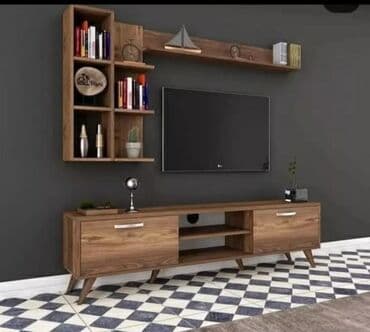 тв стенд: Новый, Прямой ТВ стенд, С полками, Ламинат, Азербайджан — 7