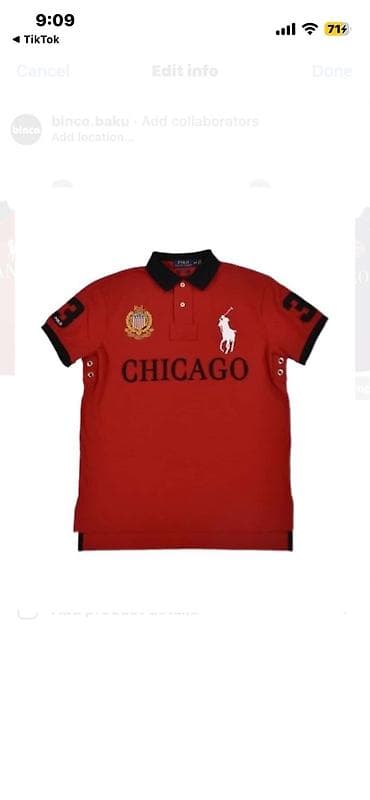 uzun paltolar: Qırmızı “Chicago” temalı polo köynək - Klassik polo yaxalı, iki — 1