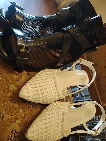 Basanoşka və səndəllər: Məhsul: Qadın ayaqqabıları – 2 cüt 1) Qara torlu sandal/bootie - — 3