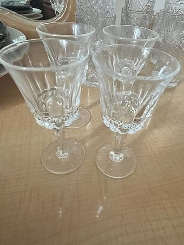 Qədəhlər, rəng - Ağ, Şüşə, 4 ədədli dəst