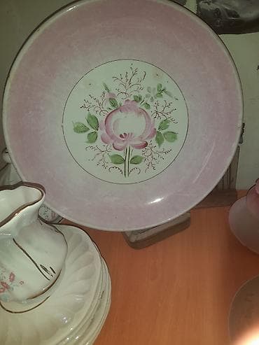 gul qabi: Antik farfor boşqab - Material: Farfor - Rəng və bəzək: Açıq çəhrayı — 2