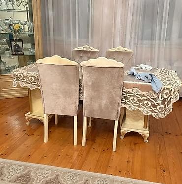 Qonaq otağı üçün, İşlənmiş, Kvadrat masa, 6 stul