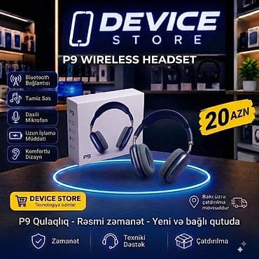Elektronika: P9 Wireless Headset – simsiz qulaqlıq - Bluetooth bağlantısı - Təmiz — 1