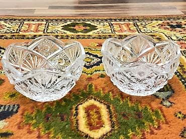 ucuz tül pərdələr: Kəsimli şüşə/kristal qab dəsti - 3 ədəd dekorativ şüşə/kristal qab - — 9