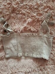 Hicab: Bej rəngli qısa top (korset üslubunda) - Material: cins/denim tipli — 4