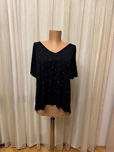 qadın vyetnamkaları: Qara rəngli qadın bluzasıRazmer 44-46 - Model: sərbəst kəsim, V — 1