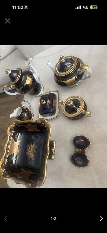 gold pişik: Çay dəsti, rəng - Qızılı, Kobalt — 1