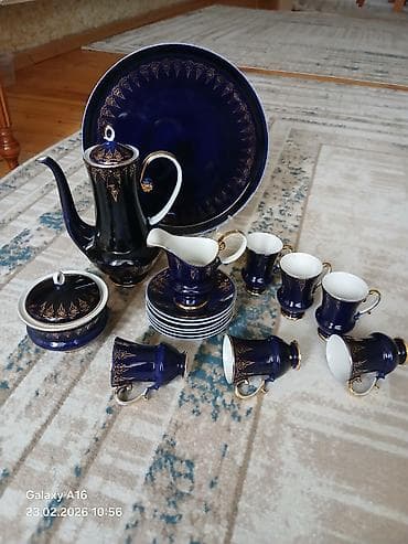 çay: Çay dəsti, rəng - Göy, Farfor, 6 nəfərlik — 2