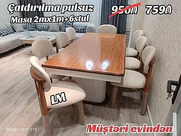 perla stul: Möhtəşəm masa dəstləri (masa + 6stul) Endirim edildi 959 azn yox 759 — 3