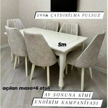 stol desdi: Qonaq otağı üçün, Yeni, Açılmayan, Dördbucaq masa, 6 stul — 10