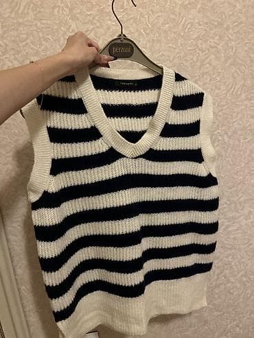 jiletler: Zolaqlı trikotaj sviter-jilet M olcu — 2